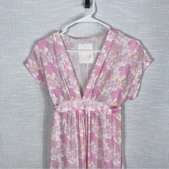 LEALLO Janis Pink Floral Cotton Gauze Maxi Cottagecore‎ Boho Resort small - Picture 5 of 14